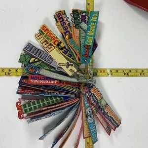 Lot Of 40+ 3” Embroidered Keychain Tags Religion Games School Christmas